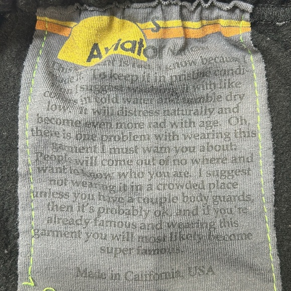 NWOT AVIATOR NATION SMILEY 2 LIGHT WEIGHT SWEATPANTS - BLACK - Picture 9 of 10